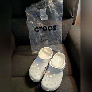 Womens White Crocs 8